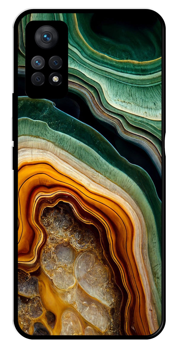Marble Design Metal Mobile Case for Redmi Note 11 Pro   (Design No -28)