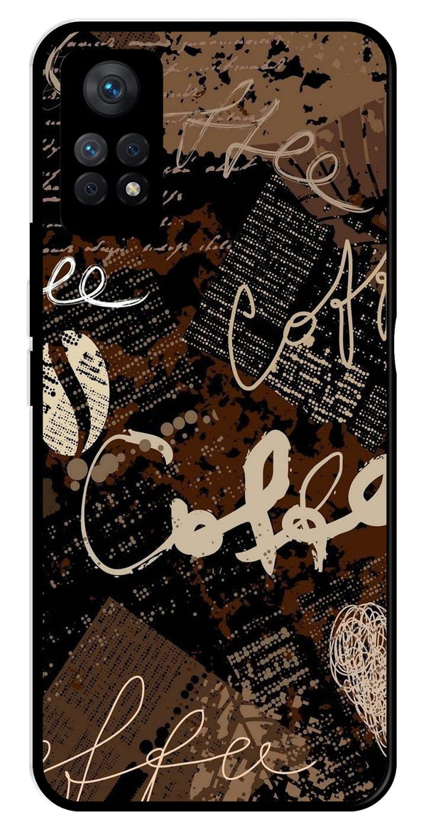 Coffee Pattern Metal Mobile Case for Redmi Note 11 Pro Plus   (Design No -37)