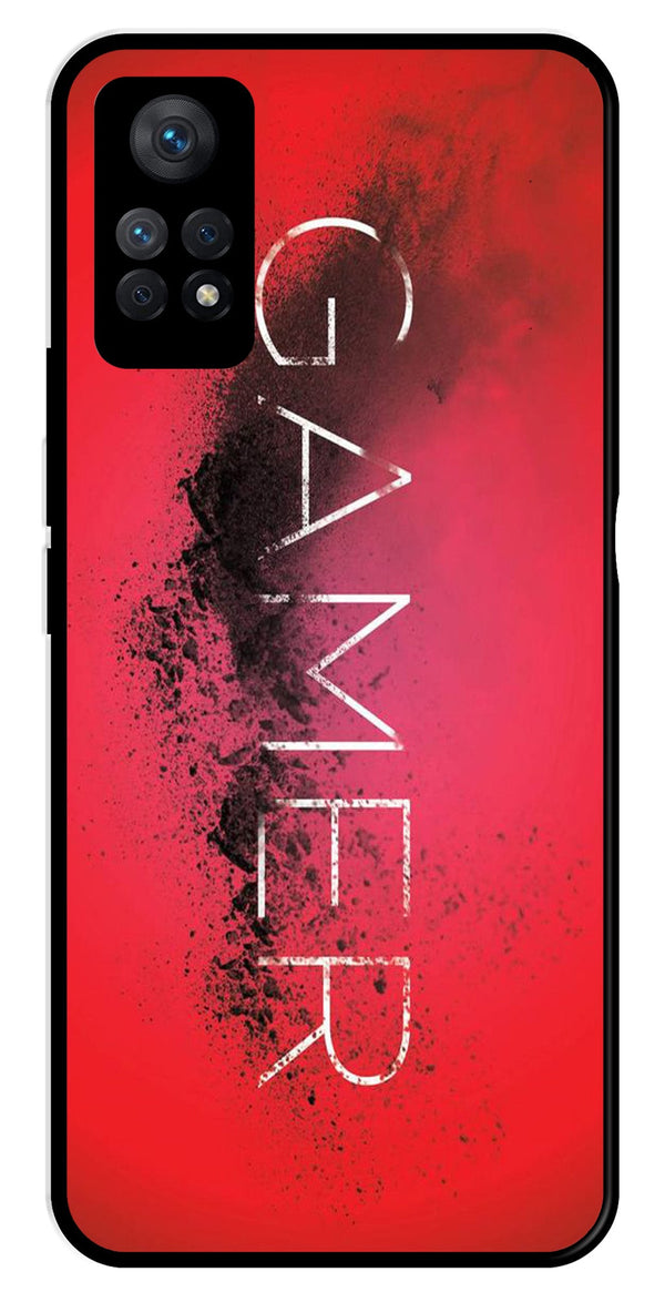 Gamer Pattern Metal Mobile Case for Redmi Note 11 Pro Plus   (Design No -41)