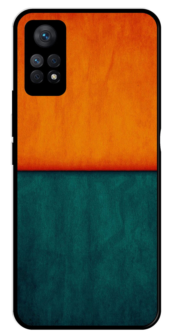 Orange Green Pattern Metal Mobile Case for Redmi Note 11 Pro Plus   (Design No -45)