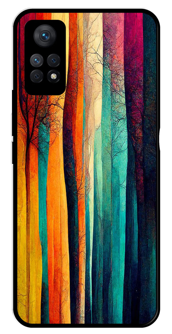 Modern Art Colorful Metal Mobile Case for Redmi Note 11 Pro   (Design No -47)