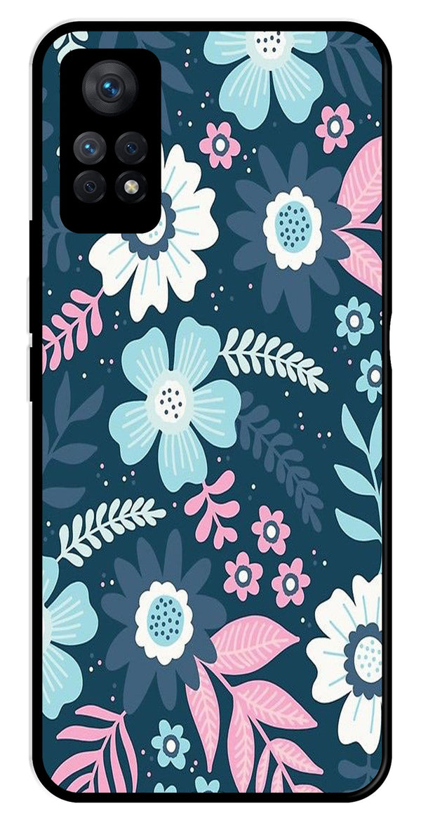 Flower Leaves Design Metal Mobile Case for Redmi Note 11 Pro Plus   (Design No -50)