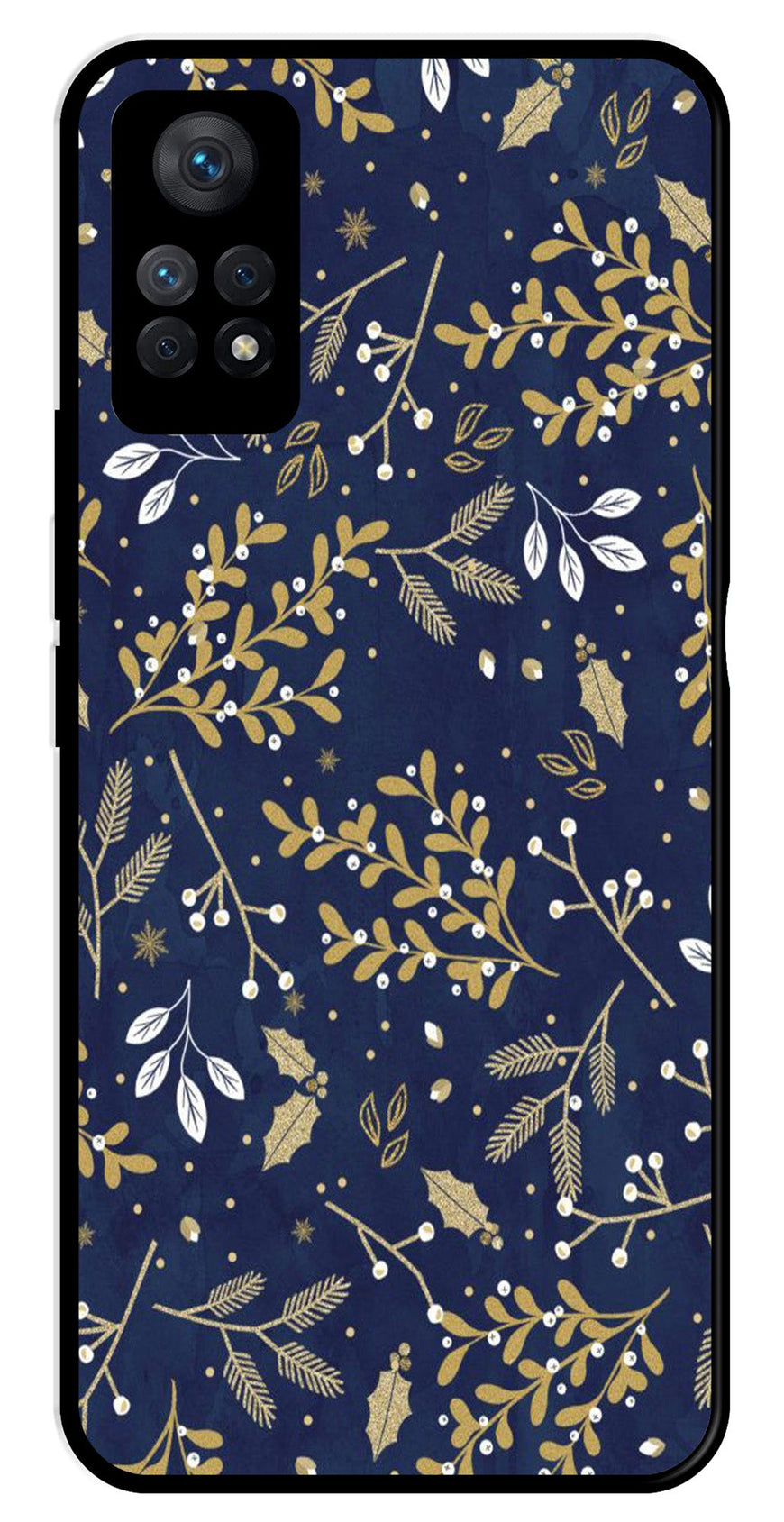Floral Pattern  Metal Mobile Case for Redmi Note 11 Pro   (Design No -52)