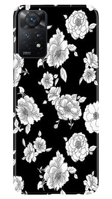 White flowers Black Background Mobile Back Case for Redmi Note 11 Pro Plus (Design - 9)