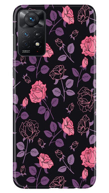 Rose Black Background Mobile Back Case for Redmi Note 11 Pro Plus (Design - 27)
