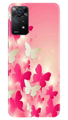 White Pick Butterflies Mobile Back Case for Redmi Note 11 Pro Plus (Design - 28)