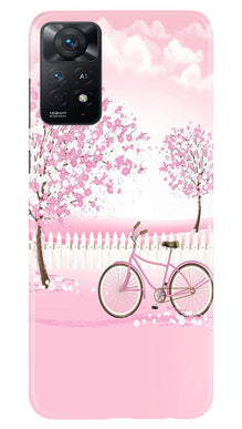 Pink Flowers Cycle Mobile Back Case for Redmi Note 11 Pro Plus  (Design - 102)