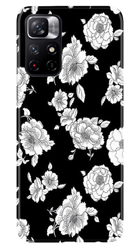 White flowers Black Background Case for Redmi Note 11T 5G