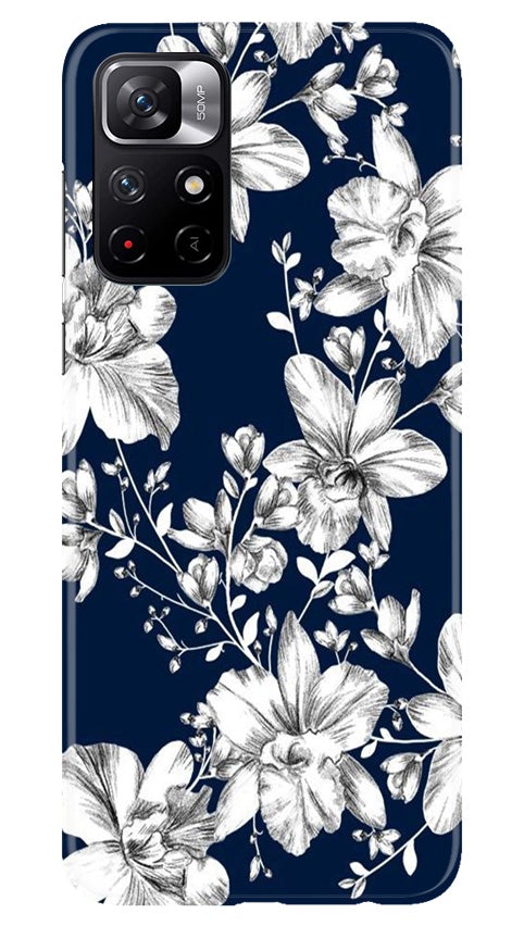 White flowers Blue Background Case for Redmi Note 11T 5G
