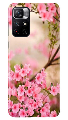 Pink flowers Mobile Back Case for Redmi Note 11T 5G (Design - 69)
