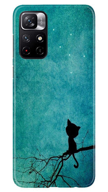 Moon cat Mobile Back Case for Redmi Note 11T 5G (Design - 70)