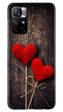 Red Hearts Mobile Back Case for Redmi Note 11T 5G (Design - 80)