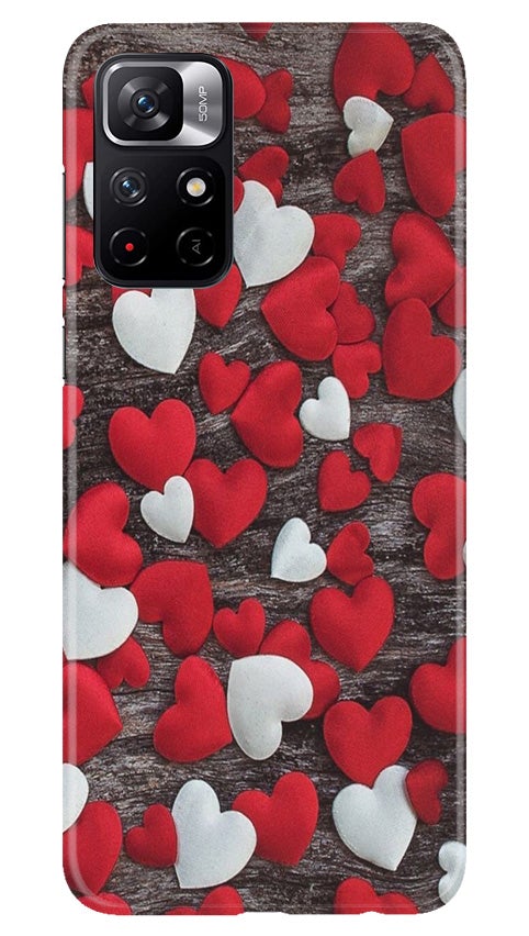 Red White Hearts Case for Redmi Note 11T 5G(Design - 105)