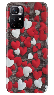 Red White Hearts Mobile Back Case for Redmi Note 11T 5G  (Design - 105)