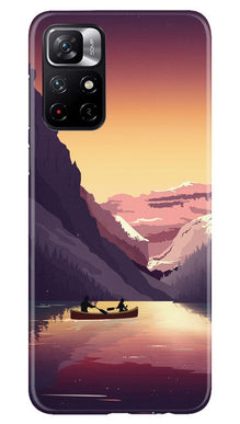 Mountains Boat Mobile Back Case for Redmi Note 11T 5G (Design - 181)