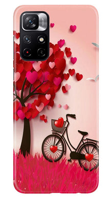 Red Heart Cycle Mobile Back Case for Redmi Note 11T 5G (Design - 222)