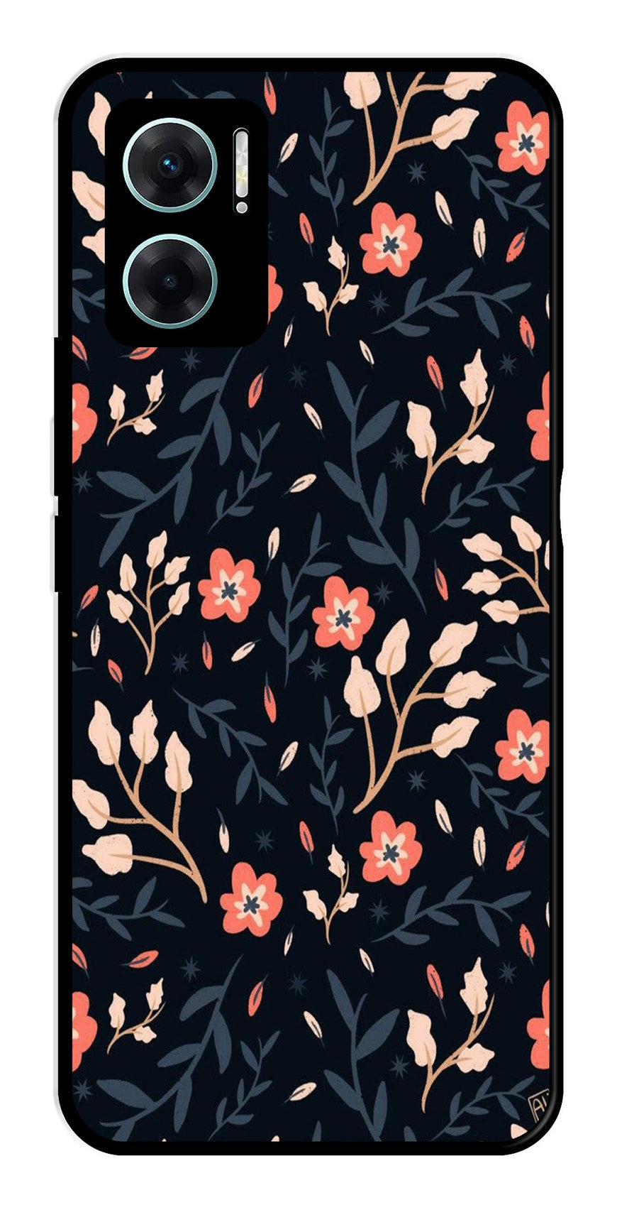 Floral Pattern Metal Mobile Case for Redmi 11 Prime 5G   (Design No -10)