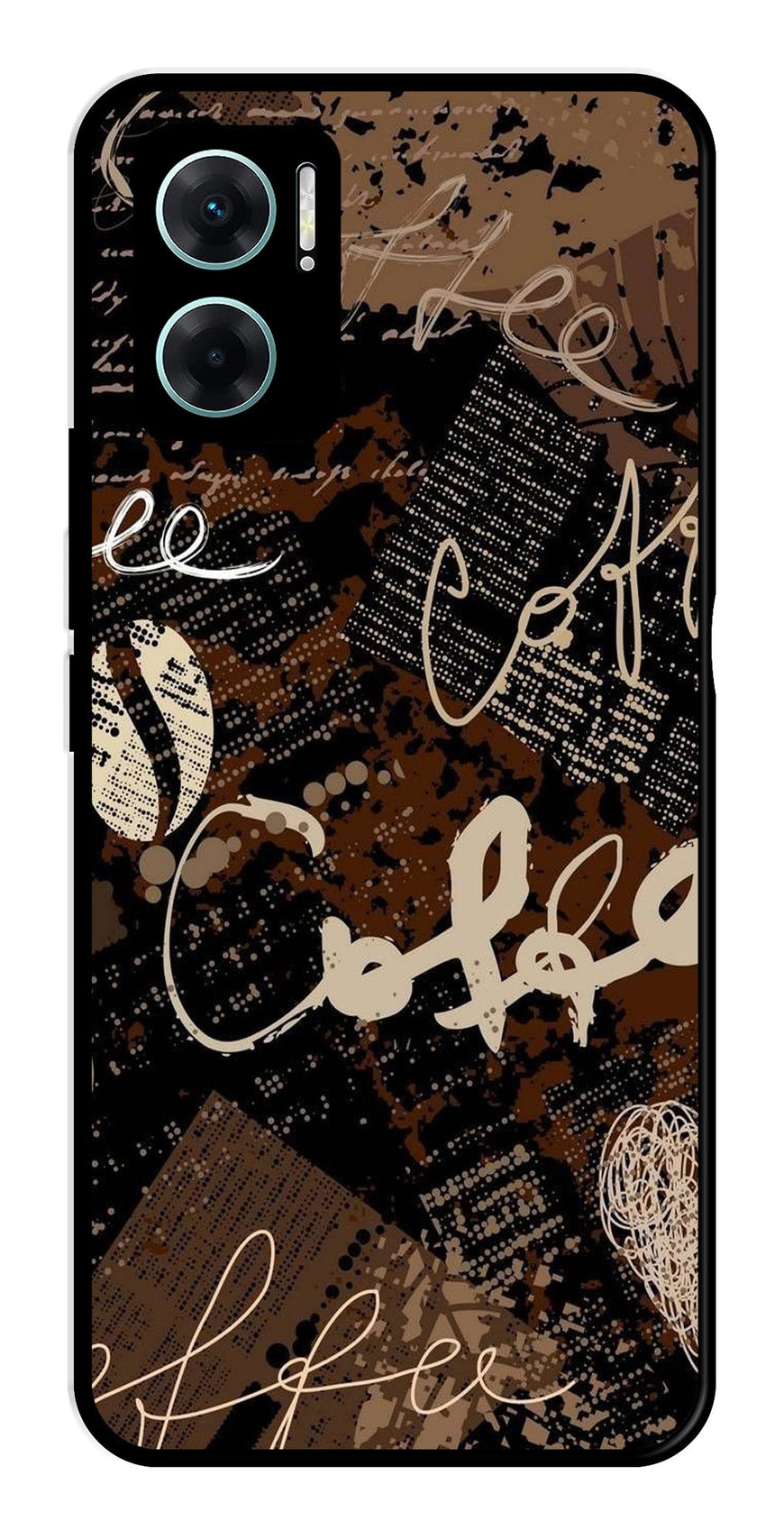Coffee Pattern Metal Mobile Case for Redmi 11 Prime 5G   (Design No -37)