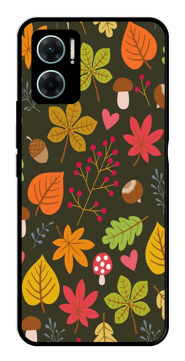 Leaves Design Metal Mobile Case for Redmi 11 Prime 5G   (Design No -51)