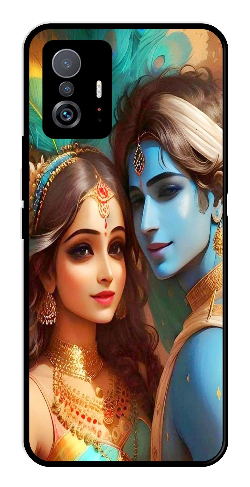 Lord Radha Krishna Metal Mobile Case for Xiaomi 11T Pro 5G   (Design No -01)