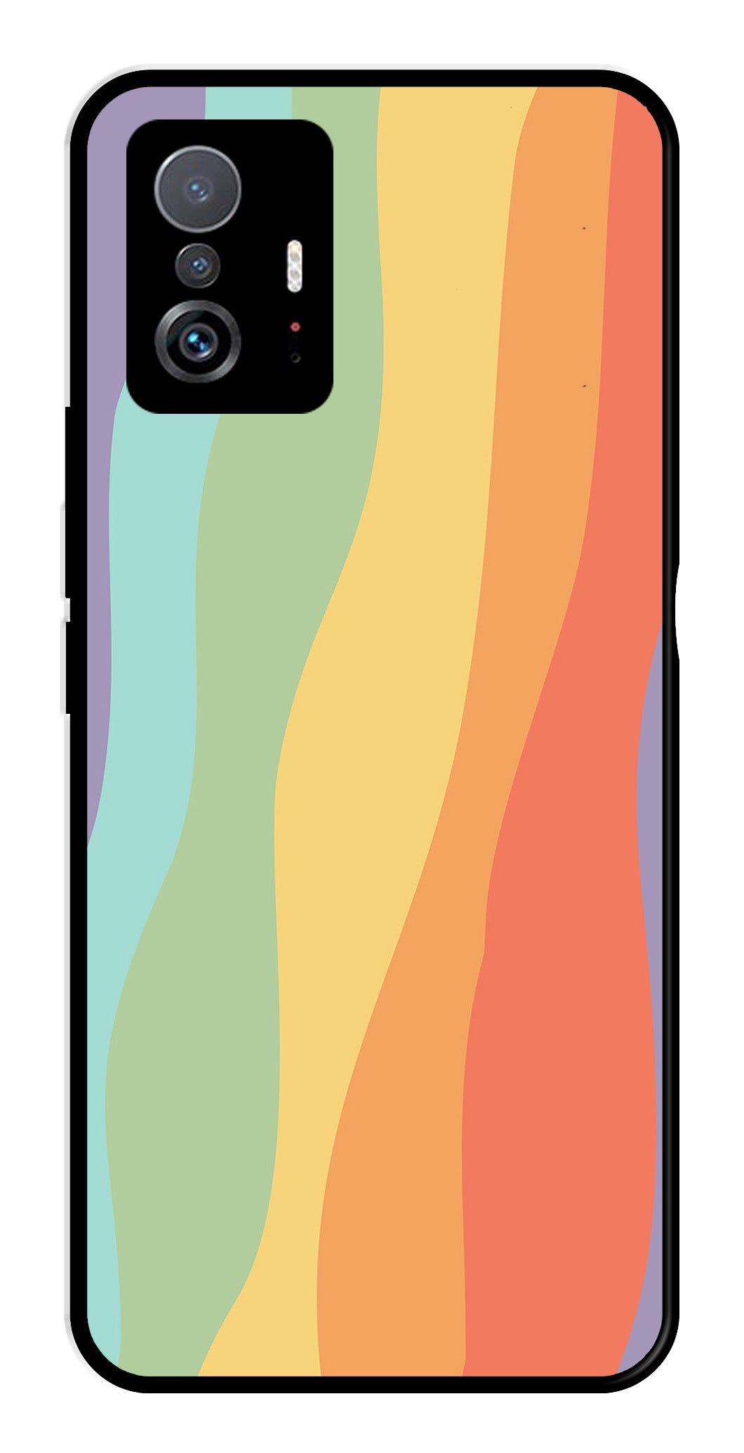 Muted Rainbow Metal Mobile Case for Xiaomi 11T Pro 5G   (Design No -02)