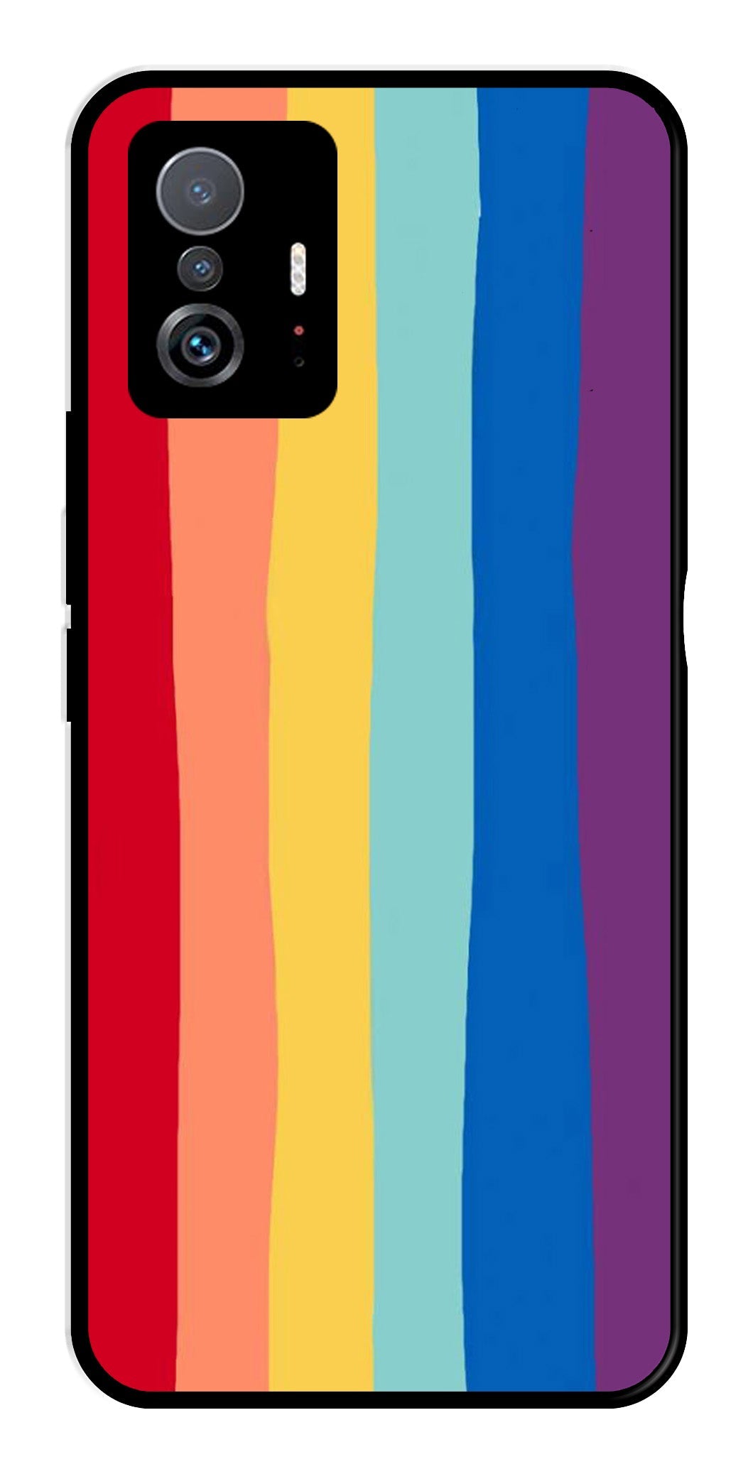 Rainbow MultiColor Metal Mobile Case for Xiaomi 11T Pro 5G   (Design No -03)