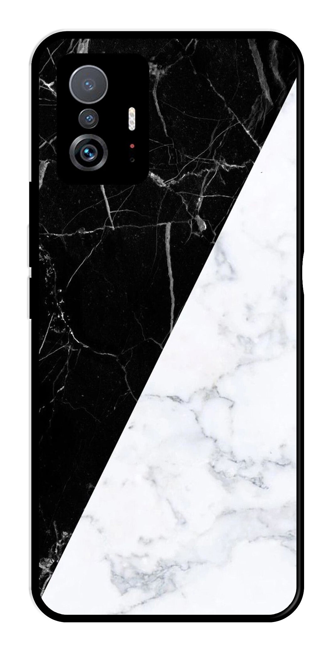 Black White Marble Design Metal Mobile Case for Xiaomi 11T Pro 5G   (Design No -09)
