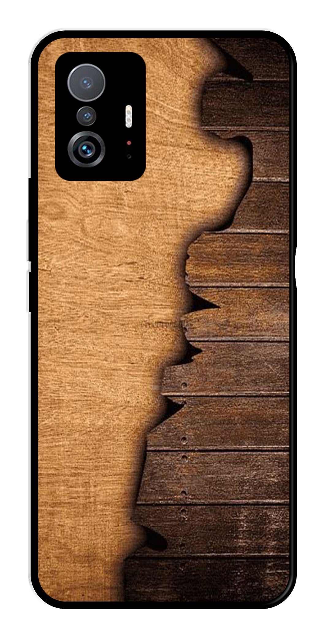 Wooden Design Metal Mobile Case for Xiaomi 11T Pro 5G   (Design No -13)