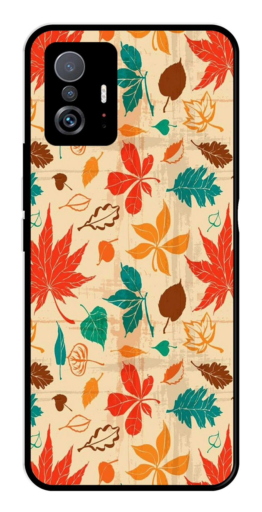 Leafs Design Metal Mobile Case for Xiaomi 11T Pro 5G   (Design No -14)