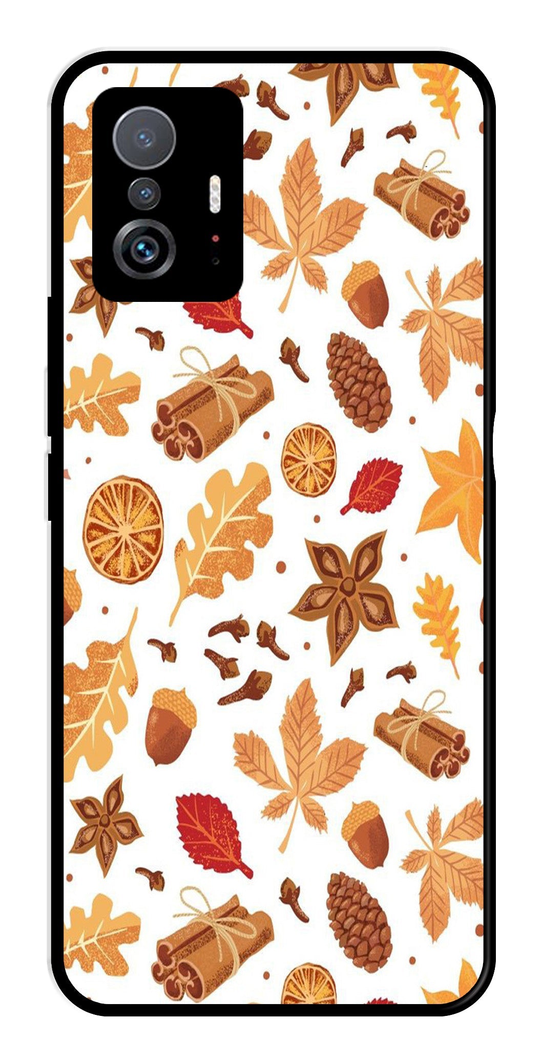 Autumn Leaf Metal Mobile Case for Xiaomi 11T Pro 5G   (Design No -19)