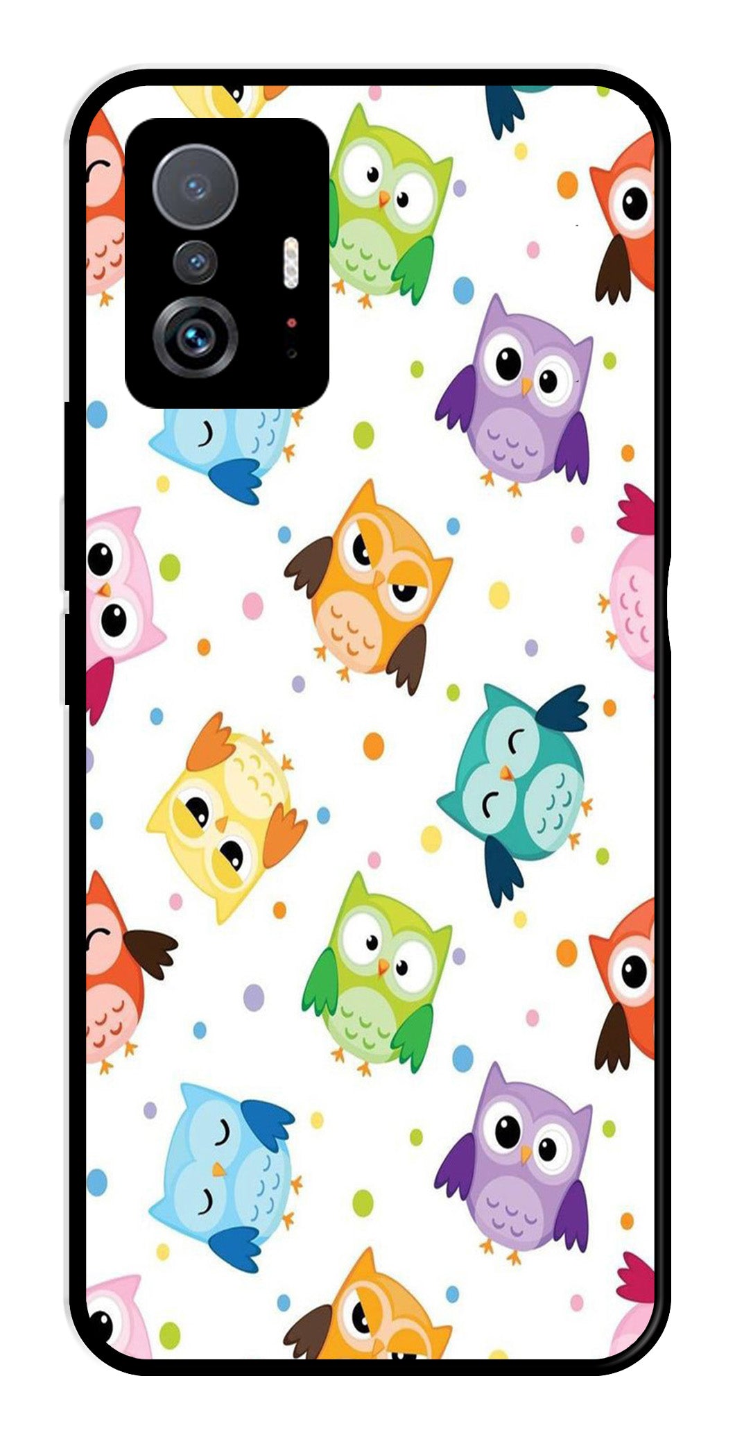 Owls Pattern Metal Mobile Case for Xiaomi 11T Pro 5G   (Design No -20)