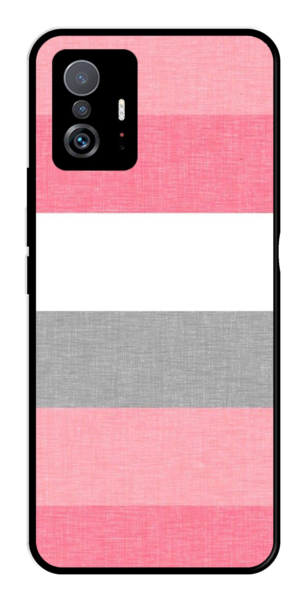 Pink Pattern Metal Mobile Case for Xiaomi 11T Pro 5G   (Design No -23)