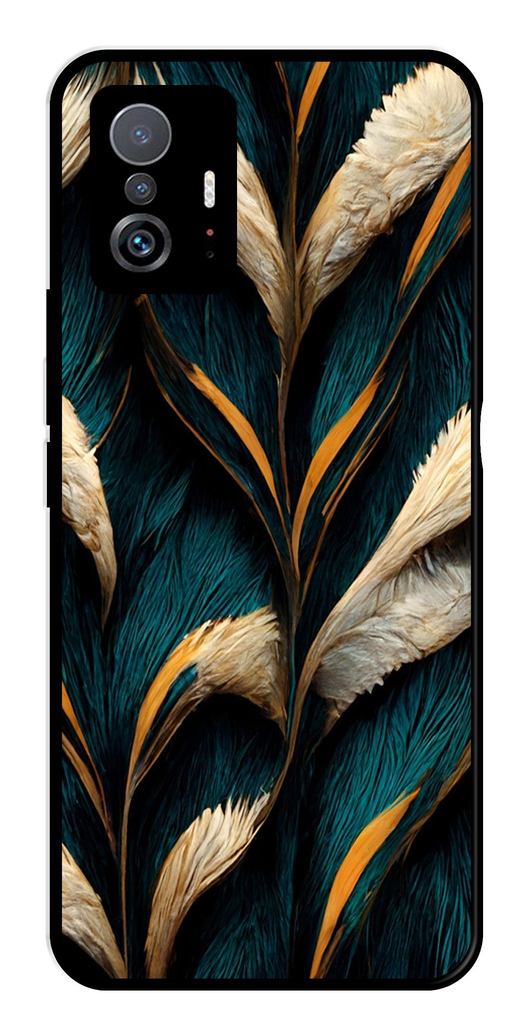 Feathers Metal Mobile Case for Xiaomi 11T Pro 5G   (Design No -30)