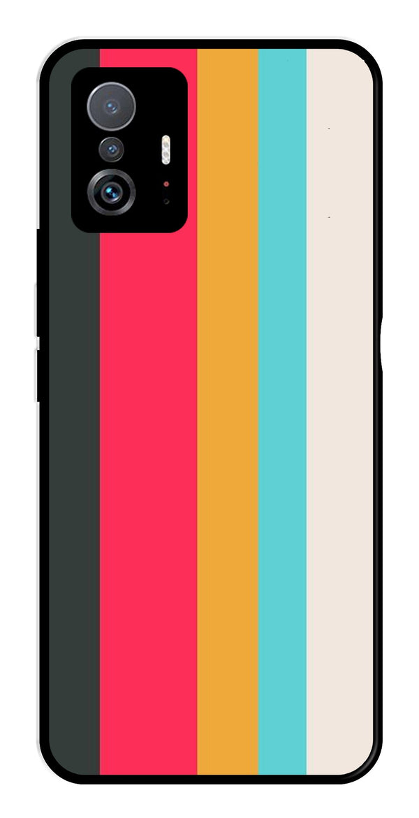 Muted Rainbow Metal Mobile Case for Xiaomi 11T Pro 5G   (Design No -31)