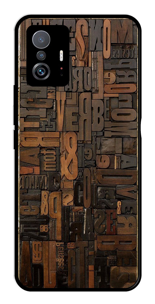 Alphabets Metal Mobile Case for Xiaomi 11T Pro 5G   (Design No -32)