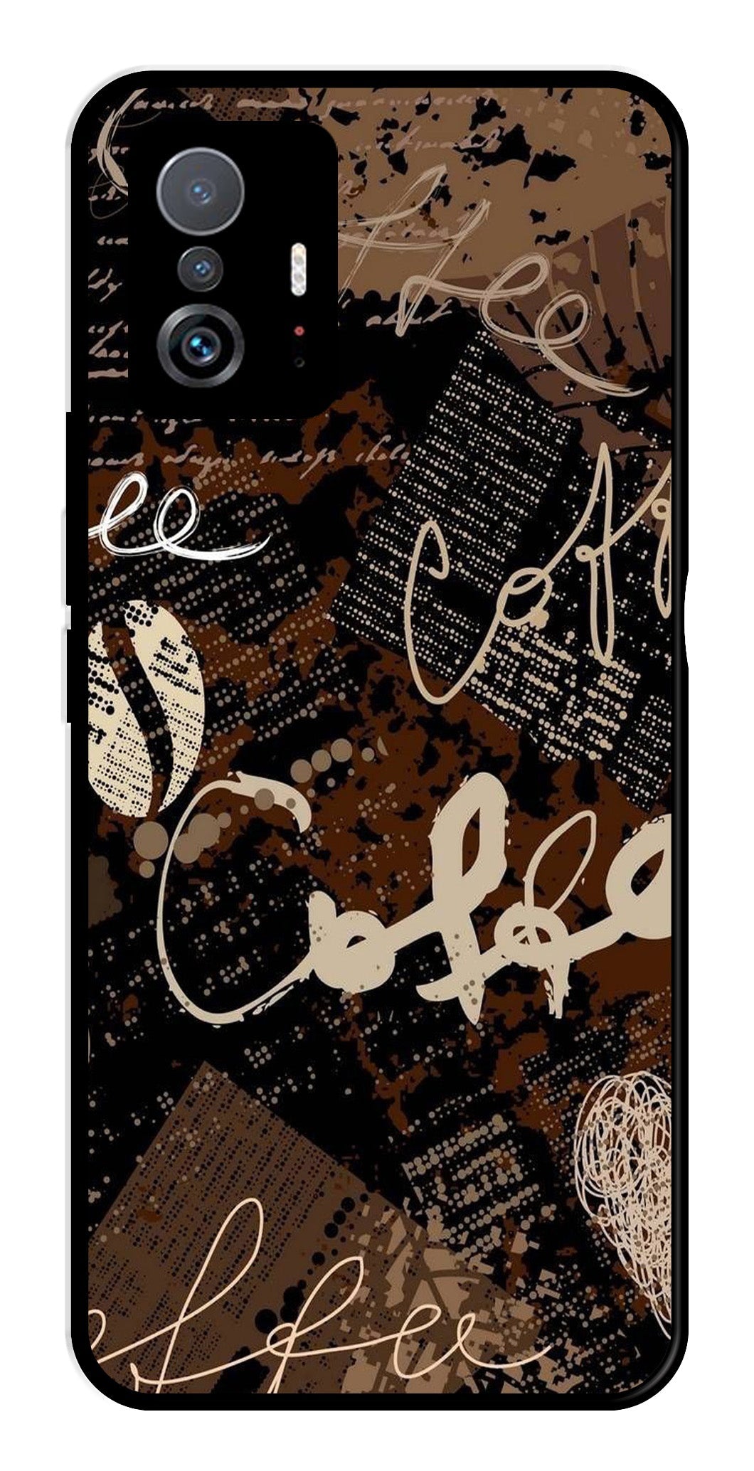 Coffee Pattern Metal Mobile Case for Xiaomi 11T Pro 5G   (Design No -37)