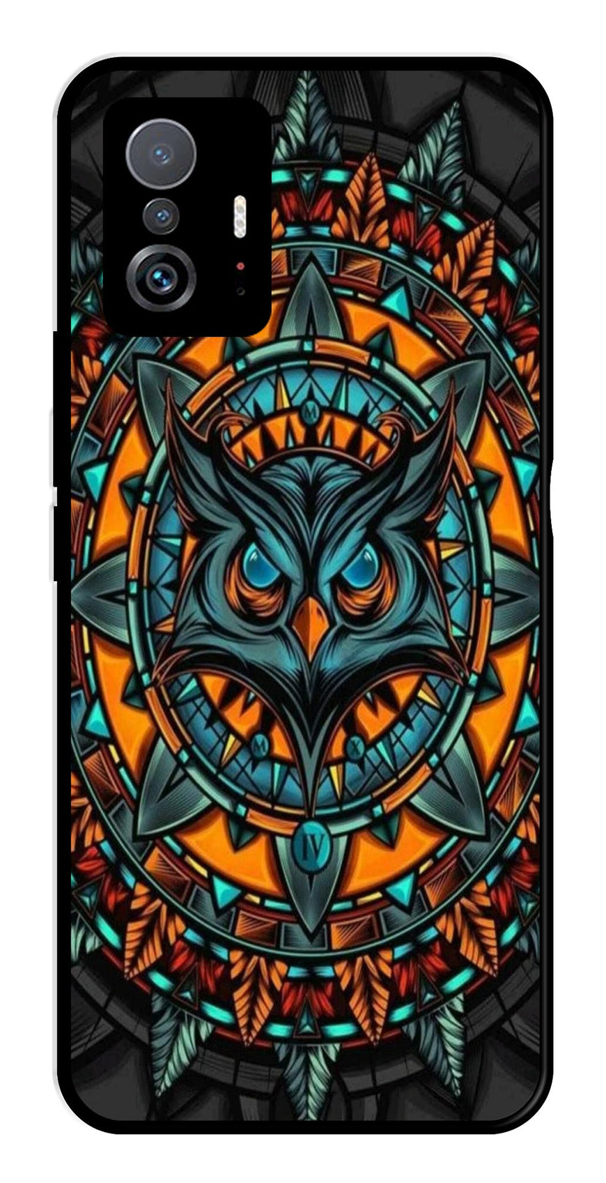 Owl Pattern Metal Mobile Case for Xiaomi 11T Pro 5G   (Design No -42)