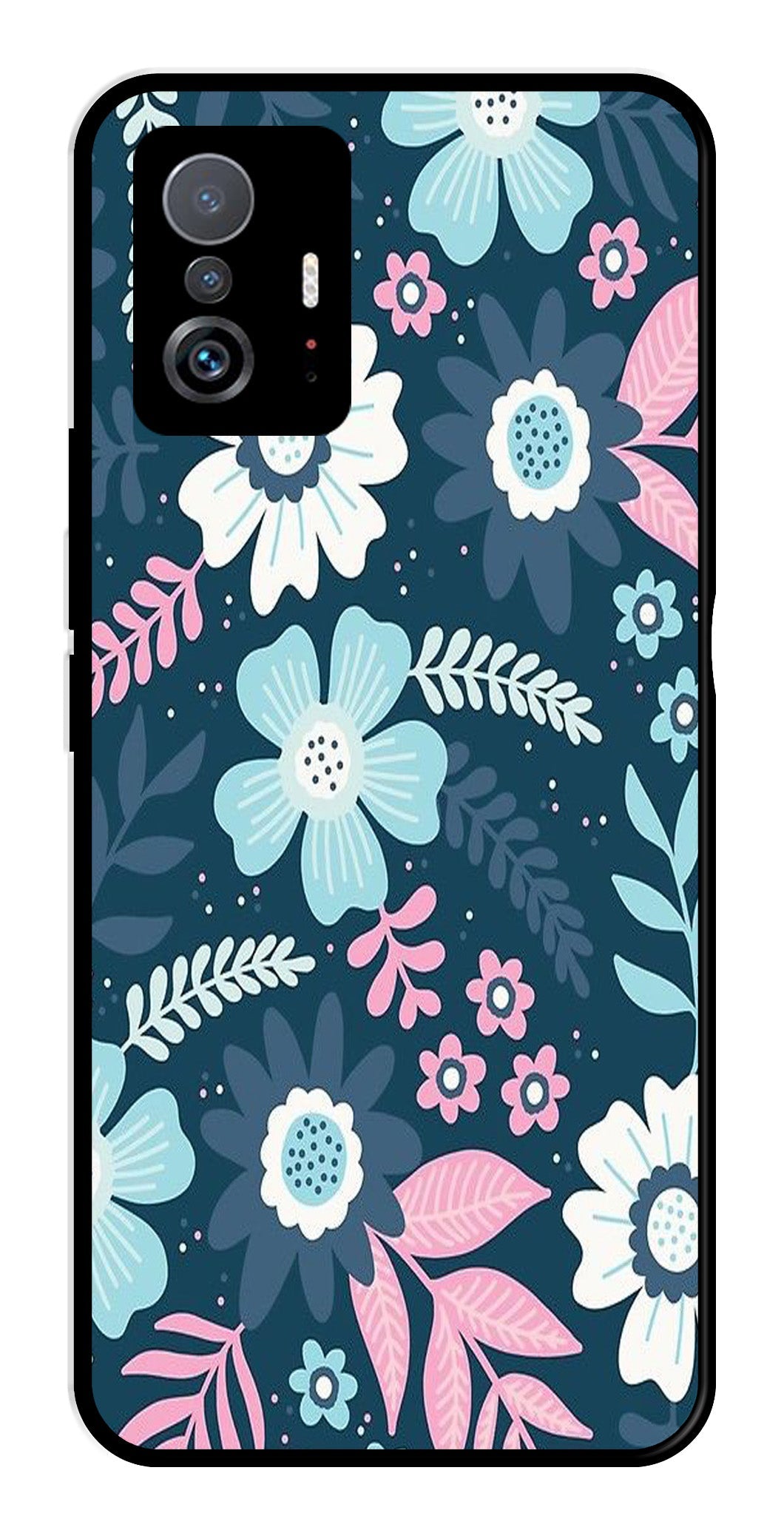 Flower Leaves Design Metal Mobile Case for Xiaomi 11T Pro 5G   (Design No -50)