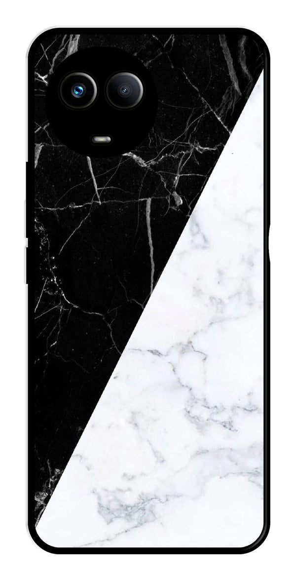 Black White Marble Design Metal Mobile Case for Realme 11X 5G   (Design No -09)