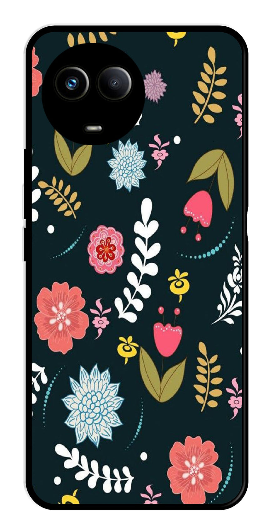 Floral Pattern2 Metal Mobile Case for Realme 11X 5G   (Design No -12)