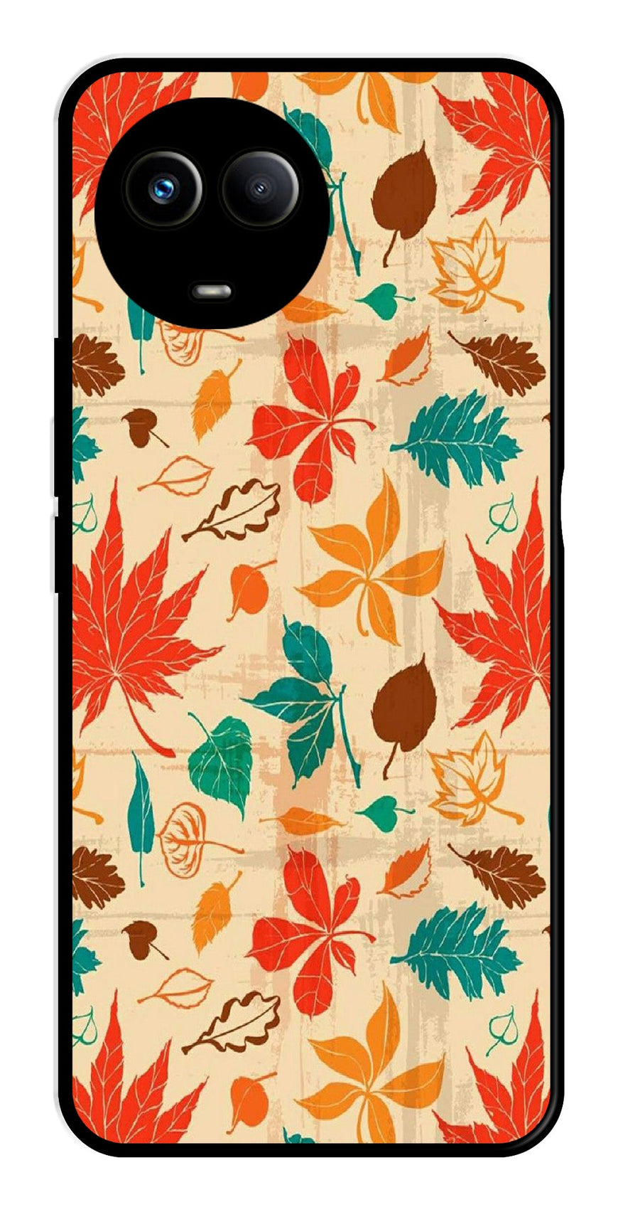 Leafs Design Metal Mobile Case for Realme 11X 5G   (Design No -14)