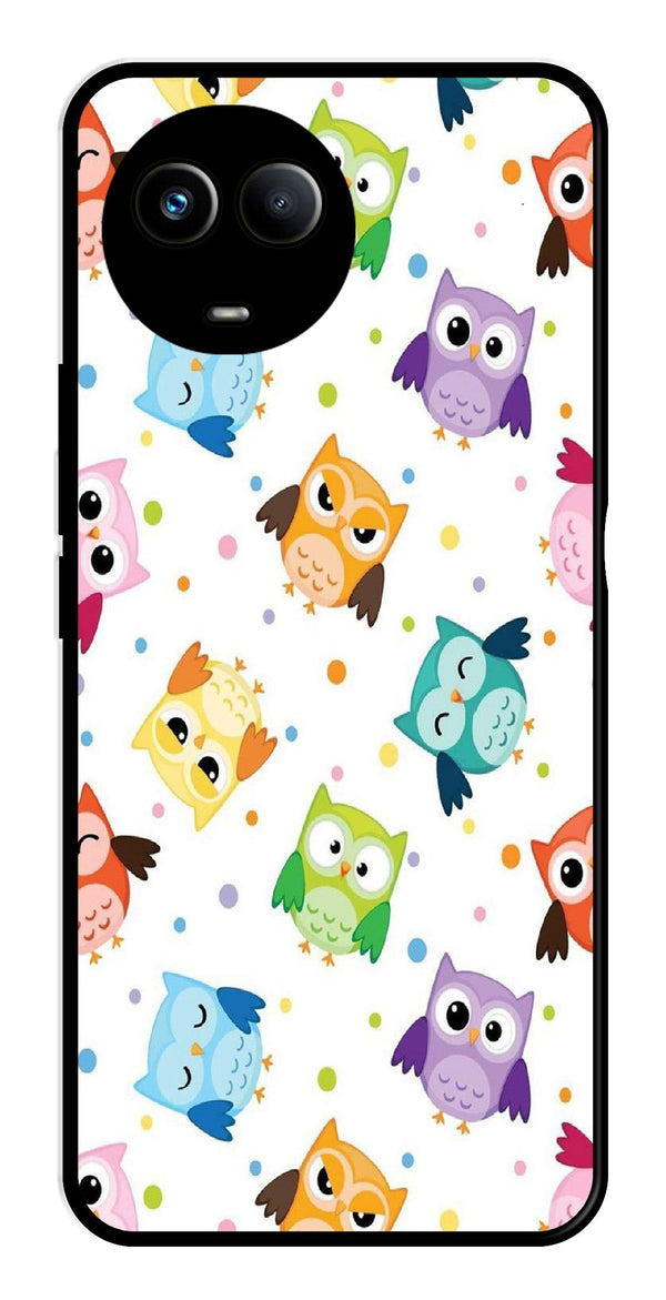 Owls Pattern Metal Mobile Case for Realme 11X 5G   (Design No -20)