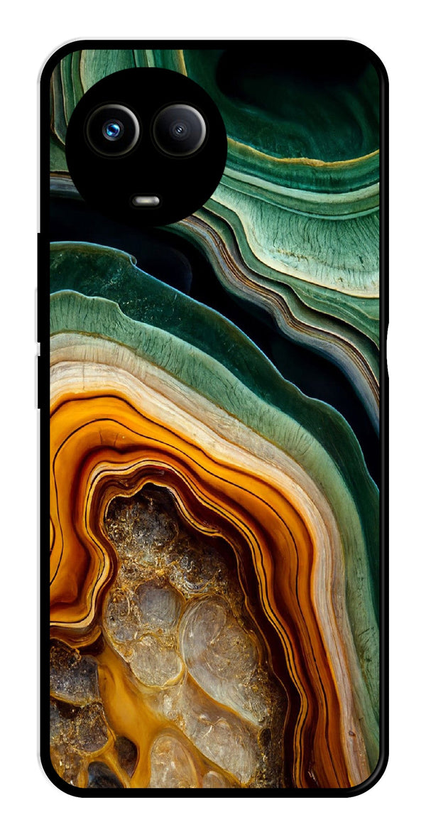 Marble Design Metal Mobile Case for Realme 11X 5G   (Design No -28)