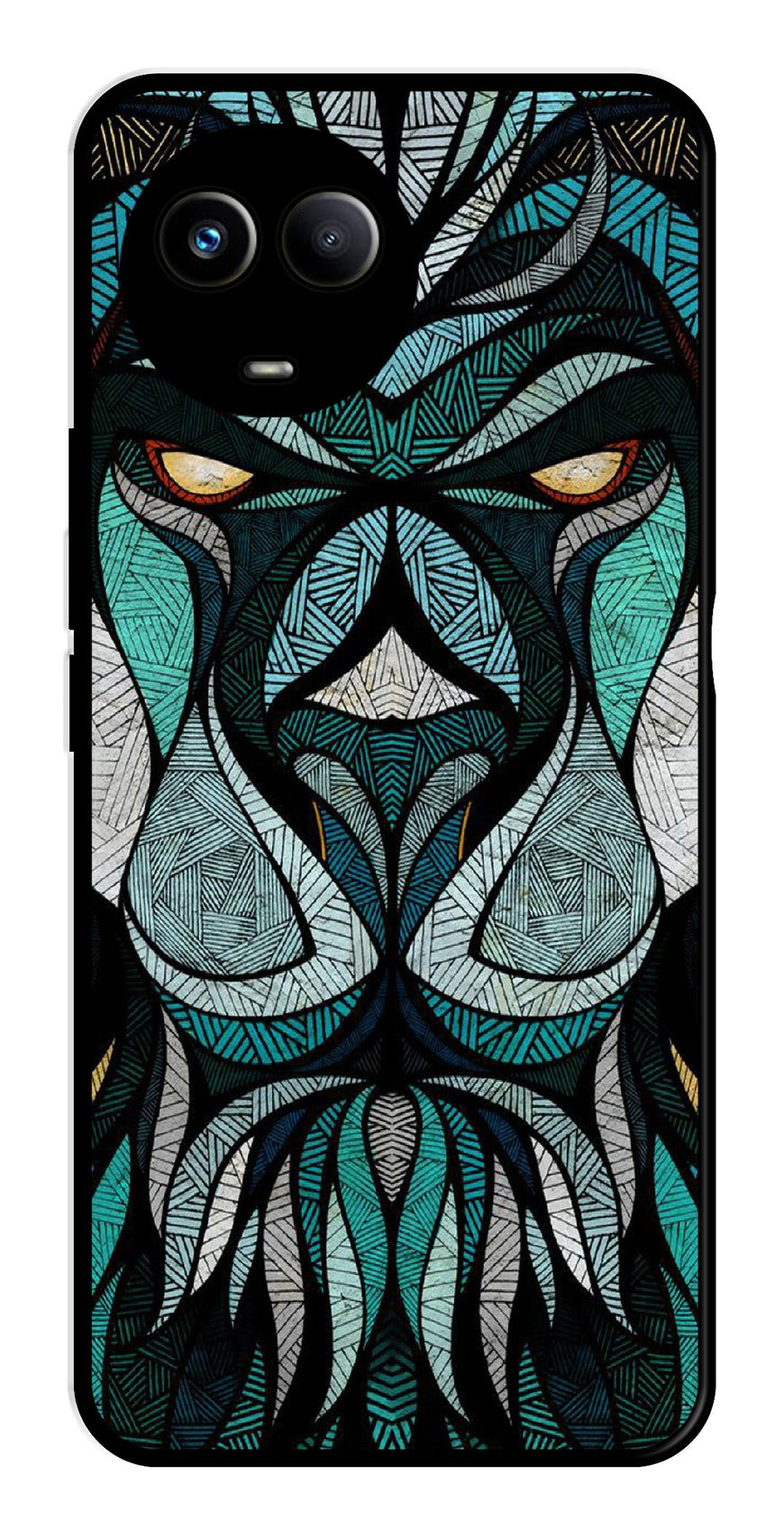 Lion Pattern Metal Mobile Case for Realme 11X 5G   (Design No -40)