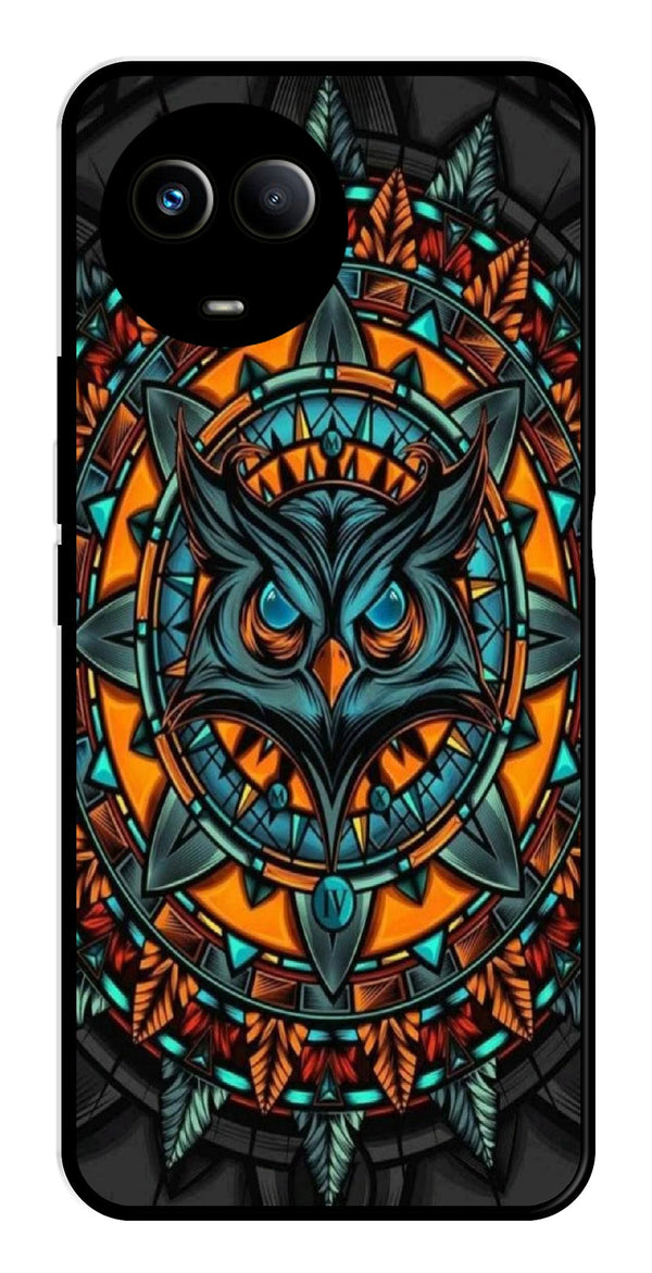 Owl Pattern Metal Mobile Case for Realme 11X 5G   (Design No -42)