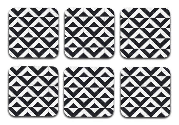 Printed Marble Zig Zag Pattern MDF Wooden Coasters For Home And Kitchen(Set Of 6  Pieces)