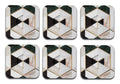Printed Marble Pattern MDF Wooden Coasters For Home And Kitchen(Set Of 6  Pieces)