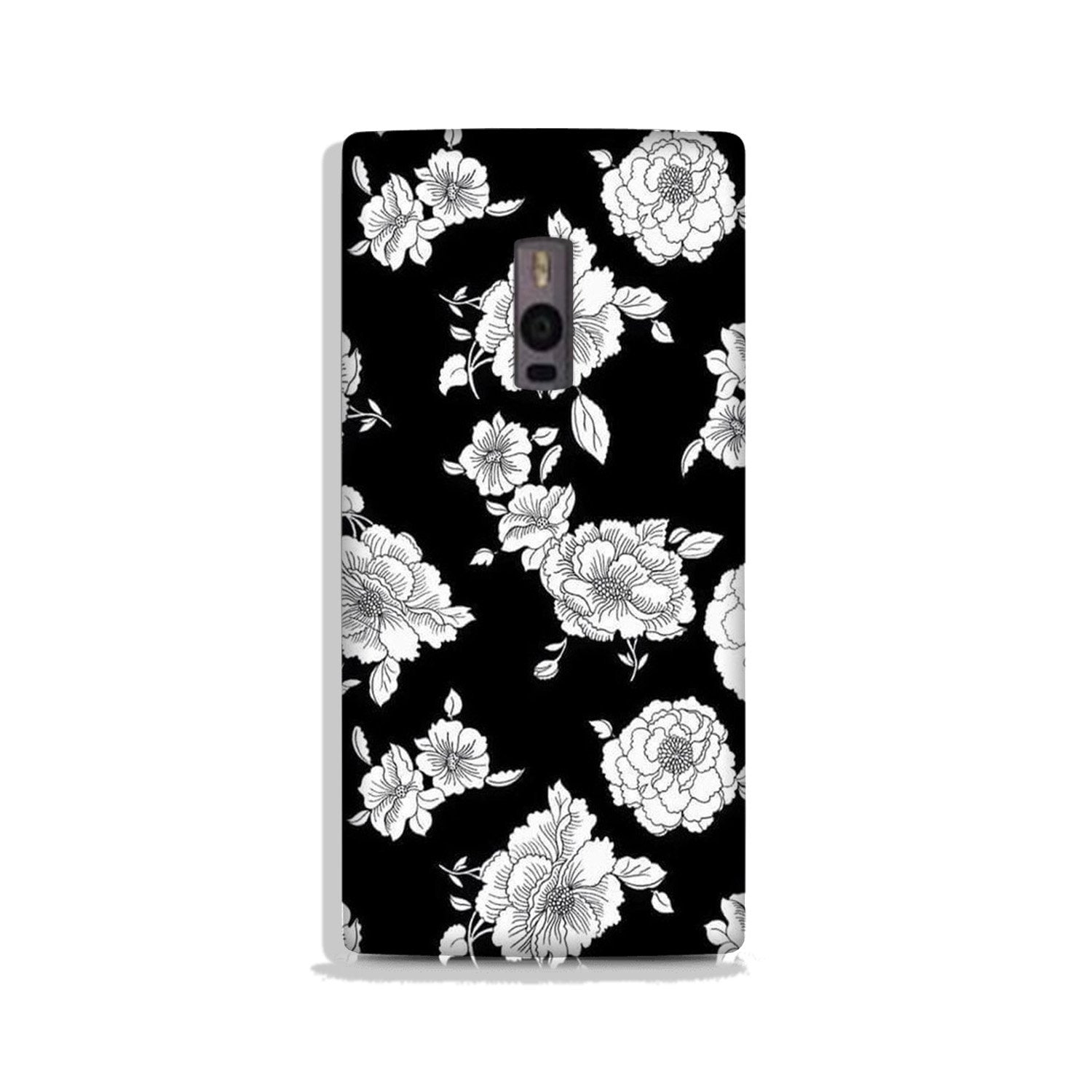 White flowers Black Background Case for OnePlus 2