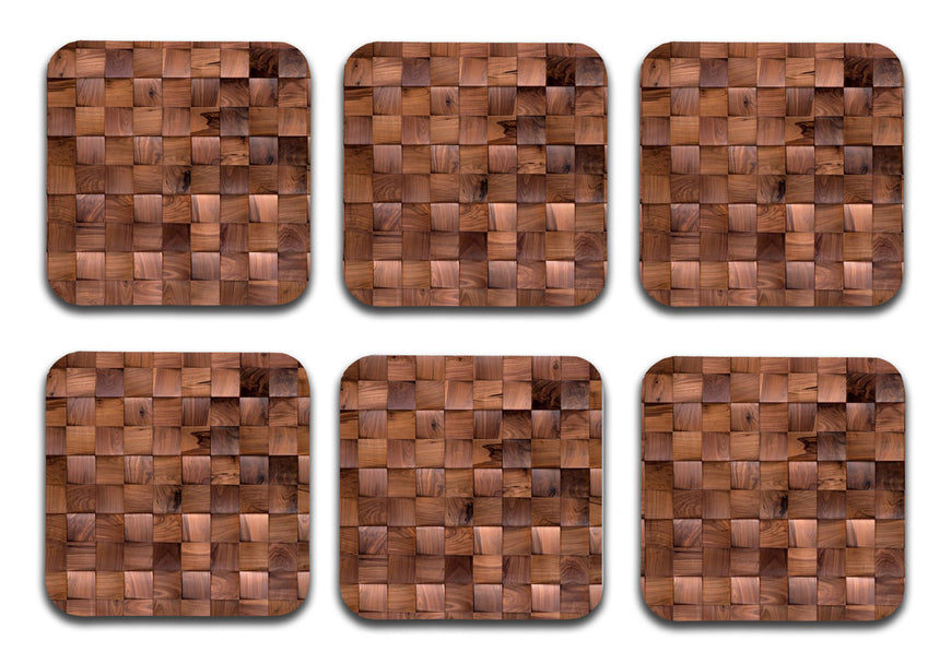 Wooden 8 Designer Printed Square Tea Coasters (MDF Wooden, Set of 6 Pieces)