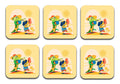 Cute Crocodile Wooden Designer Printed Square Tea Coasters (MDF Wooden,Setof 6 Pieces)